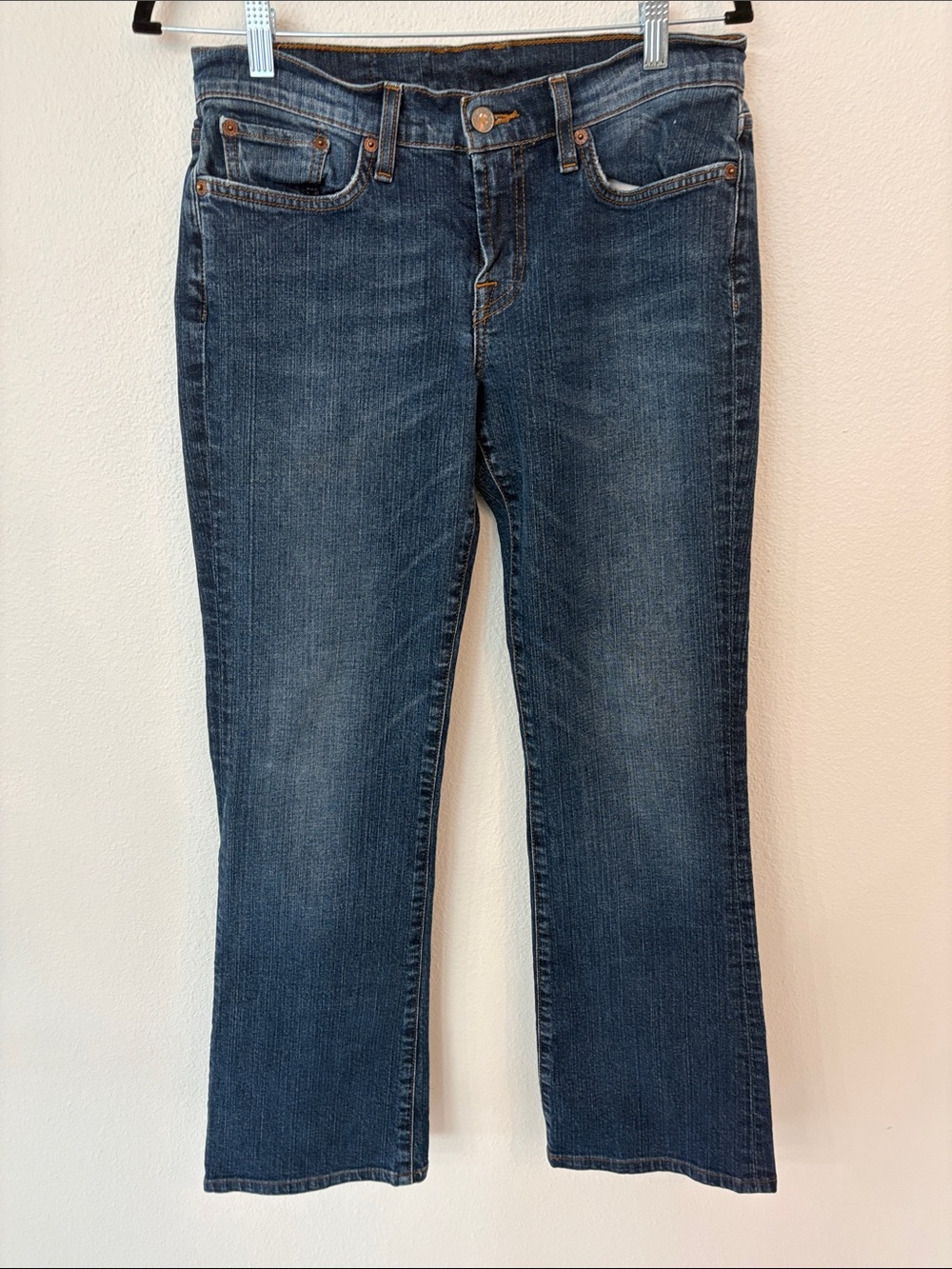 Lucky Brand Dungarees Low Rise Flare Leg Women's Dark Blue Denim Jeans